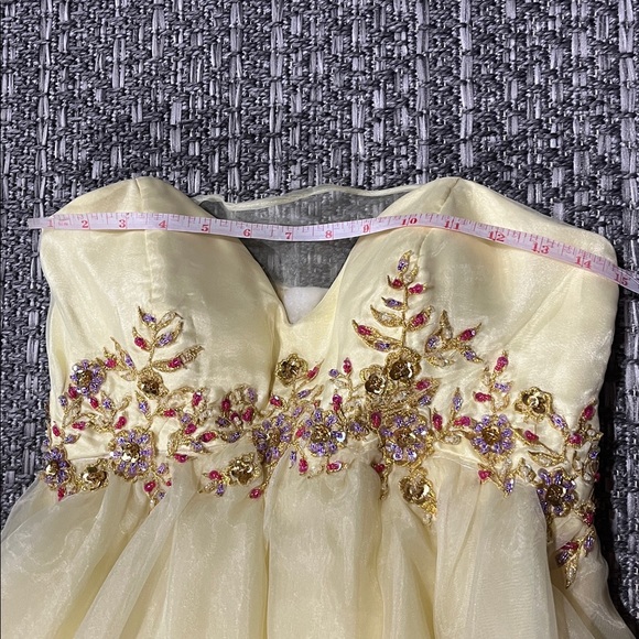 Yellow Strapless Mini Formal Dress - Picture 7 of 14